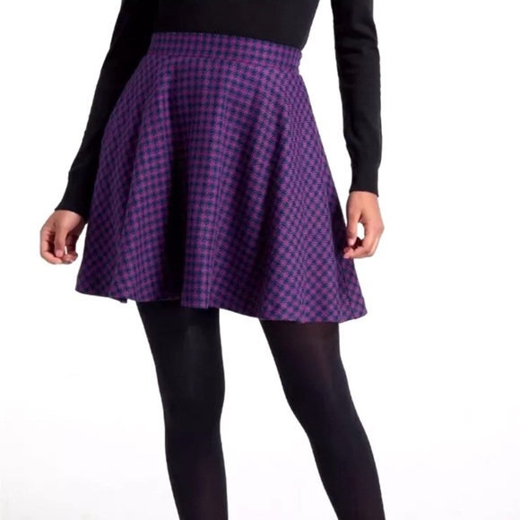 New ModCloth Winners Circle Skirt Blue Purple Plaid - Picture 1 of 8